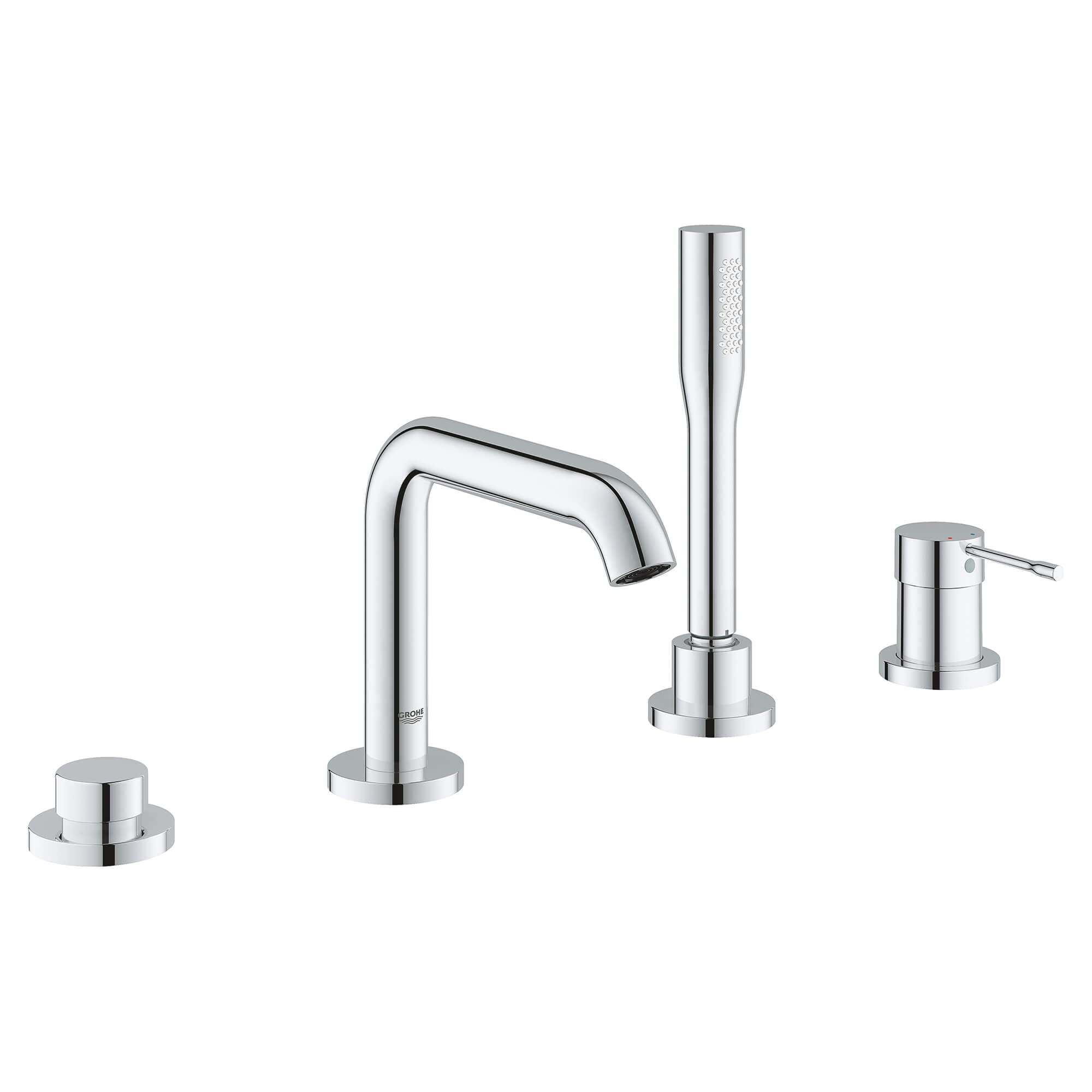 4-Hole Single-Handle Deck Mount Roman Tub Faucet with 2.0 GPM Hand Shower